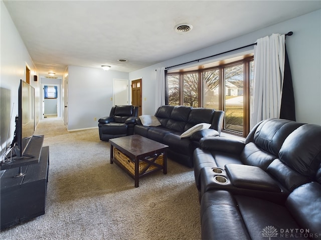 living room with carpet