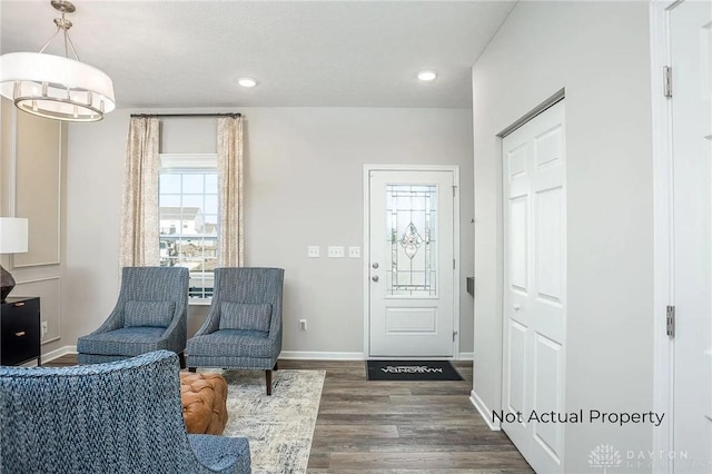 entrance foyer featuring dark hardwood / wood-style flooring