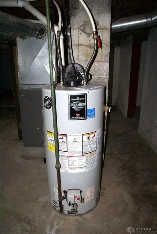 utility room with gas water heater