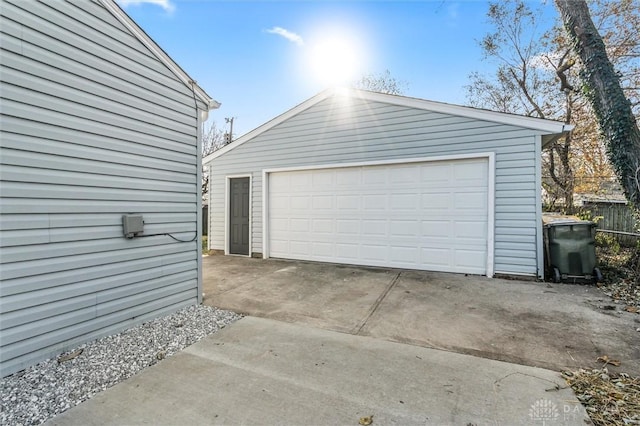 view of detached garage