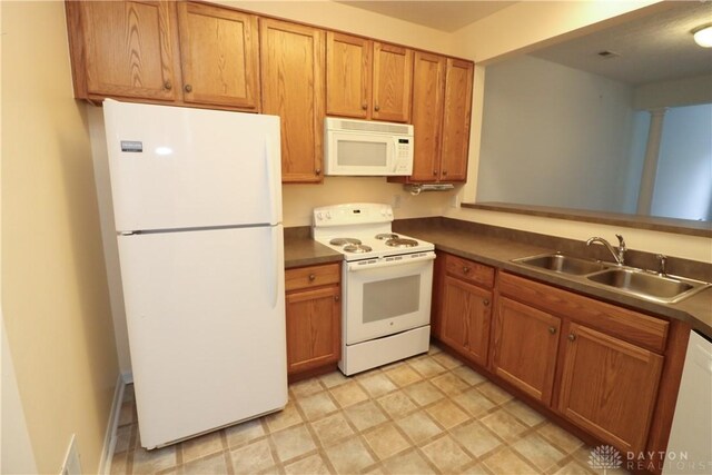 kitchen featuring sink and white appliances