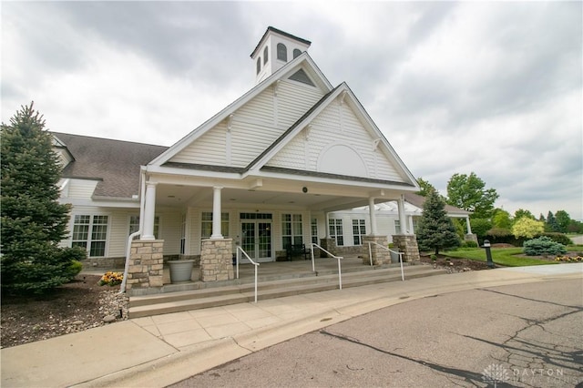 view of front of house featuring stone siding