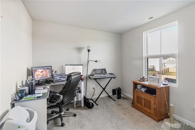 view of carpeted office space