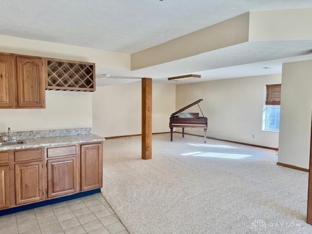 kitchen featuring sink and light carpet