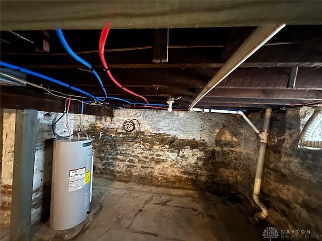 basement with water heater