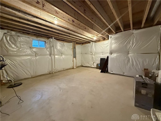 basement with electric panel