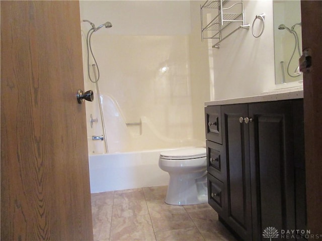 full bathroom with tile patterned flooring, vanity, toilet, and bathing tub / shower combination