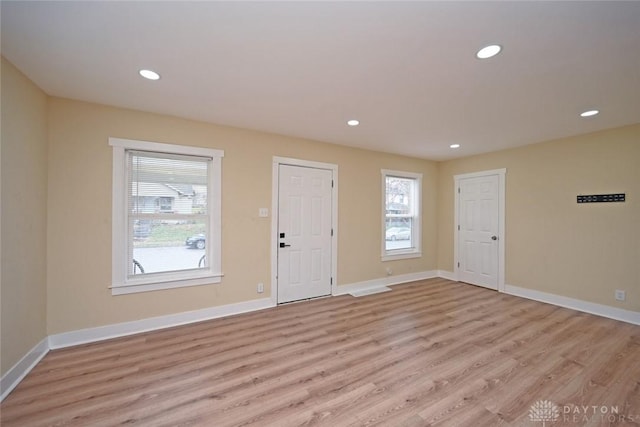 interior space with light hardwood / wood-style flooring