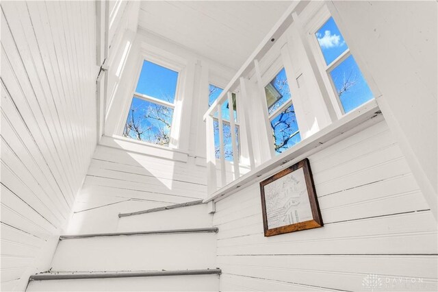 interior details featuring wood walls