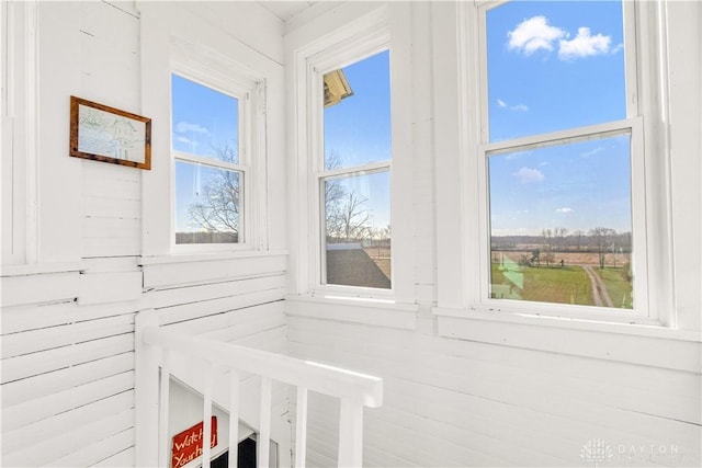 room details featuring wooden walls