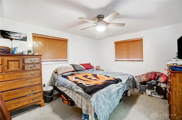 bedroom featuring ceiling fan