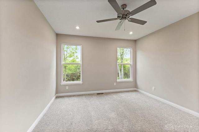 4517 Renaissance Blvd Unit 263, Franklin, OH 45005 - carpeted empty room featuring healthy amount of natural light, baseboards, recessed lighting, and ceiling fan