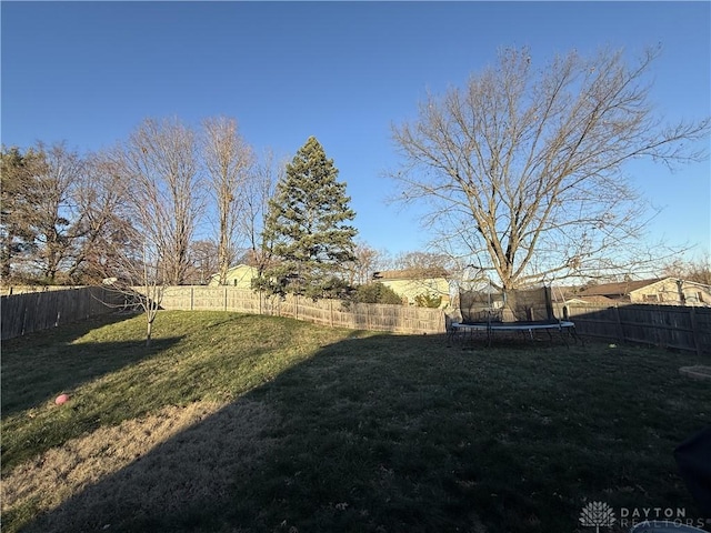 view of yard featuring a trampoline