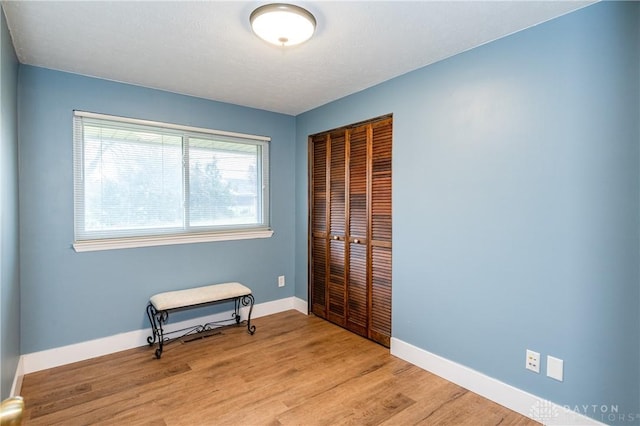 interior space with a closet and light wood-type flooring