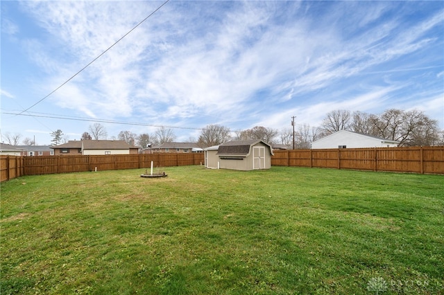 view of yard featuring a shed