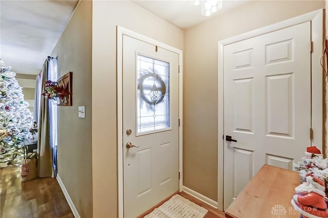 foyer with hardwood / wood-style flooring