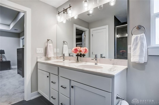 bathroom with vanity and plenty of natural light