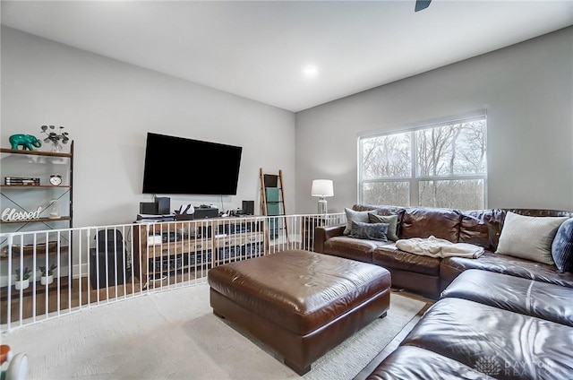 living room with carpet floors