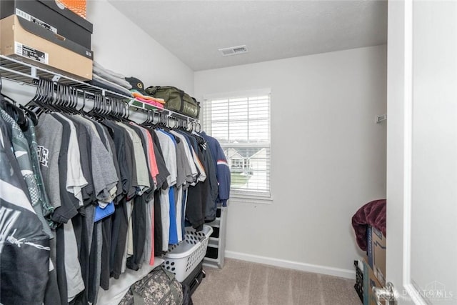 spacious closet with carpet floors