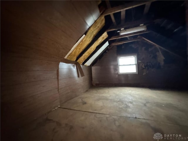 view of unfinished attic