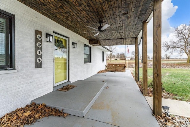 view of patio with a ceiling fan