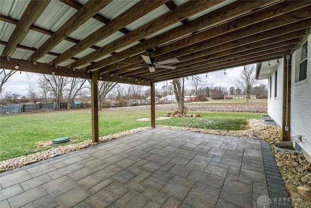 view of patio with ceiling fan