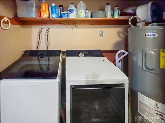 laundry area featuring washer and clothes dryer and water heater