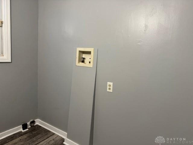 washroom featuring washer hookup and dark hardwood / wood-style floors