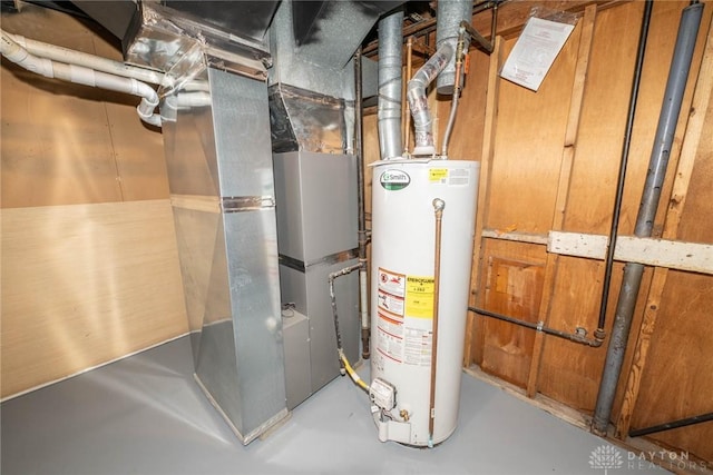 utility room with water heater