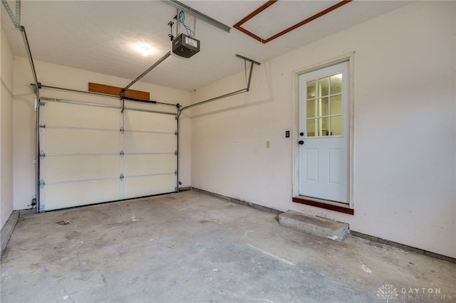 garage with a garage door opener