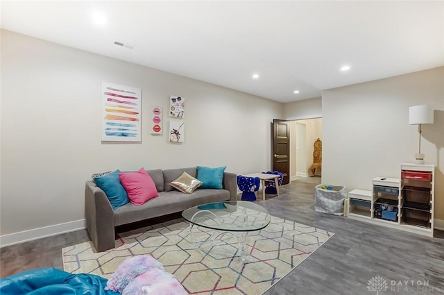 living room with hardwood / wood-style flooring