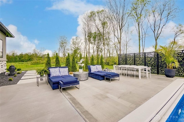 view of patio with an outdoor hangout area