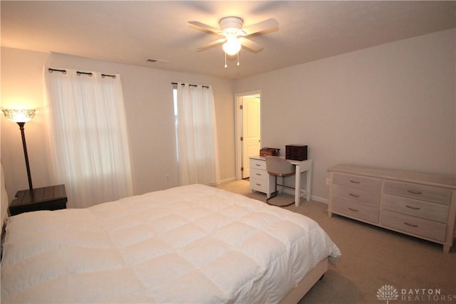 bedroom featuring carpet and ceiling fan