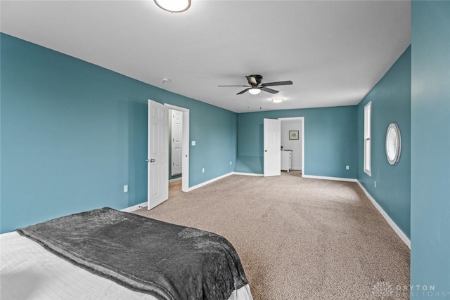 bedroom with carpet and ceiling fan