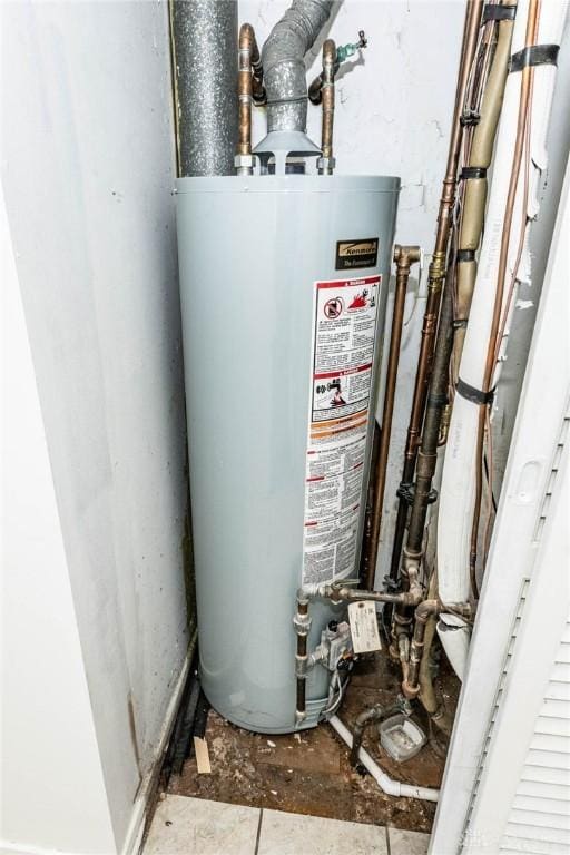 utility room with gas water heater