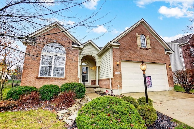 front of property with a garage