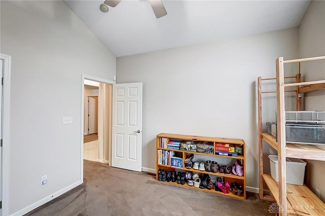 interior space featuring ceiling fan