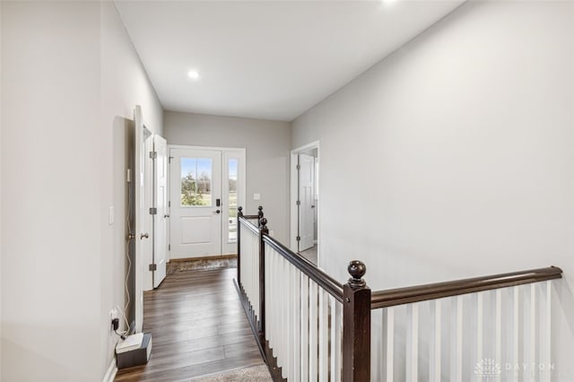 hall featuring dark hardwood / wood-style floors