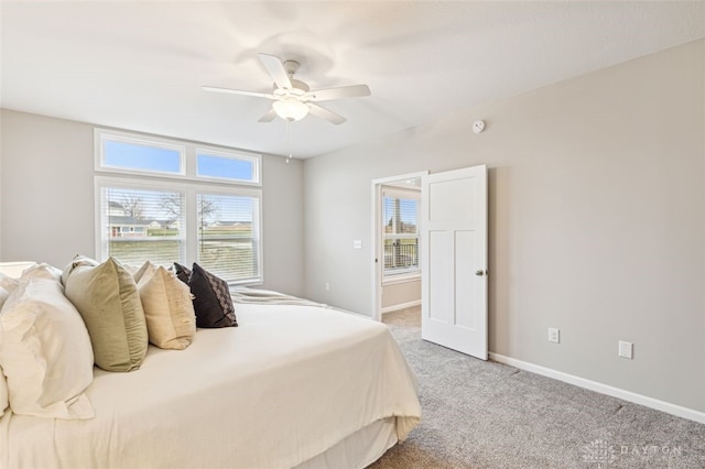 bedroom featuring carpet and ceiling fan