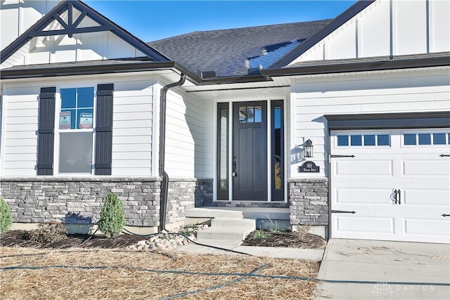 entrance to property with a garage