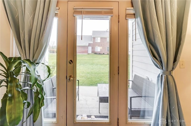 entryway featuring french doors