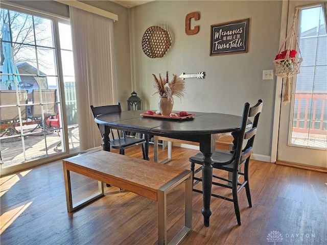 dining room with wood-type flooring