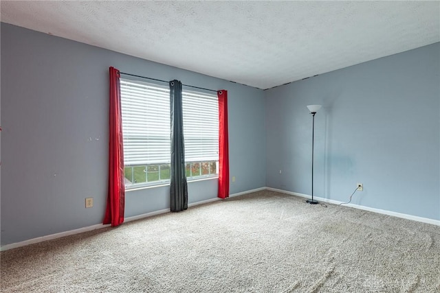 empty room featuring carpet and a textured ceiling