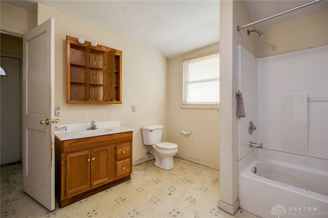 full bathroom with vanity, toilet, and tub / shower combination