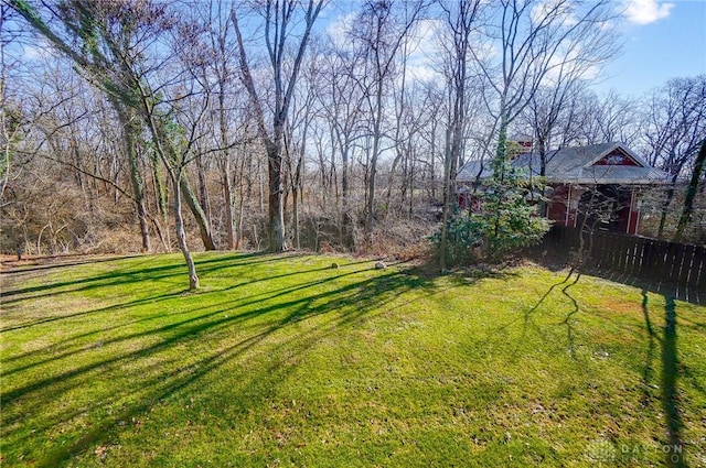 view of yard featuring fence
