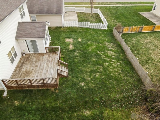 view of yard featuring a wooden deck