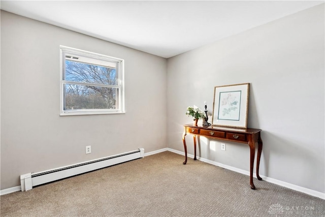 interior space with a baseboard heating unit