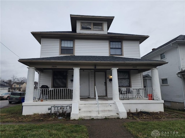 view of front of home with covered porch