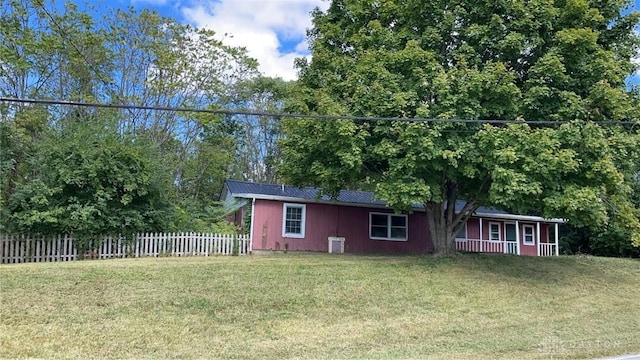 view of yard with covered porch