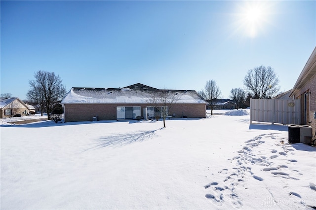 view of snow covered property